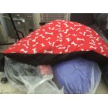 FOUR NEW X LARGE DOG BEDS WITH VARIOUS DESIGNS 145CM X 95CM