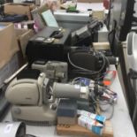 A LARGE QUANTITY OF VINTAGE CAMERA AND PROJECTOR EQUIPMENT AND CASES