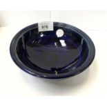 A MOORCROFT POTTERY PLAIN COBALT BLUE COLOURED BOWL