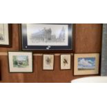 FOUR FRAMED PICTURES TO INCLUDE A PAIR OF BIRD PICTURES, WATERCOLOUR ETC