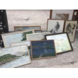 VARIOUS PICTURES TO INCLUDE LANDSCAPE PAINTINGS AND ASIAN ART STYLE HORSES