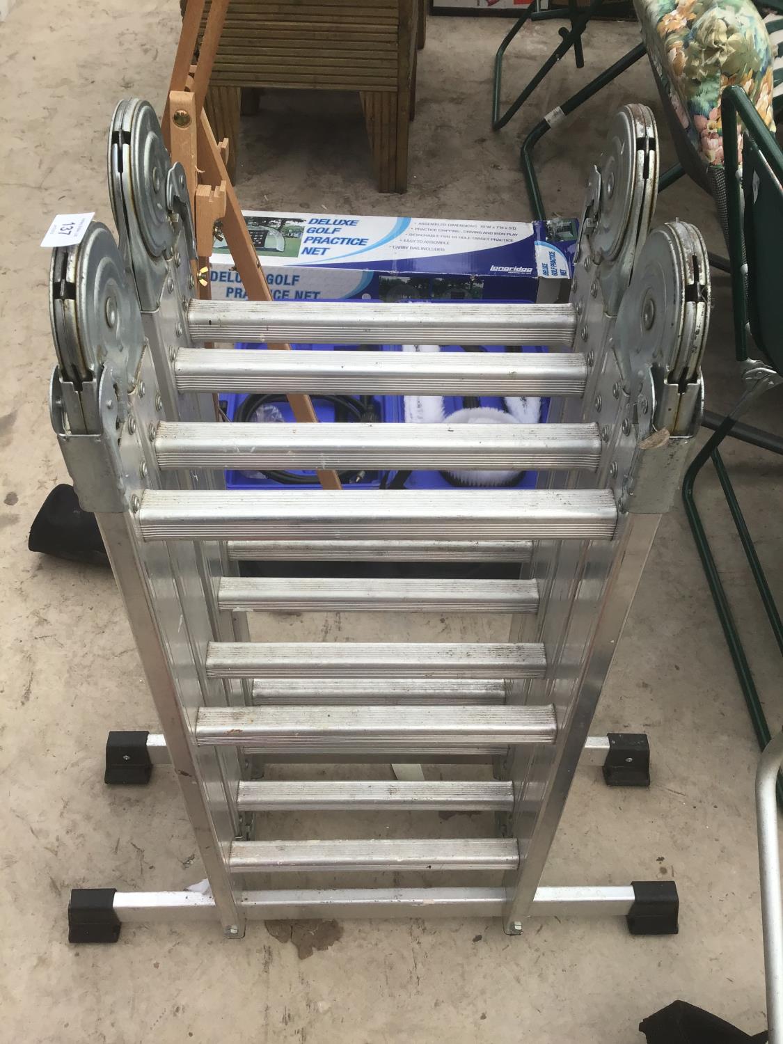 A SET OF ALUMINIUM TWELVE RUNG FOLDING LADDERS - Image 2 of 2