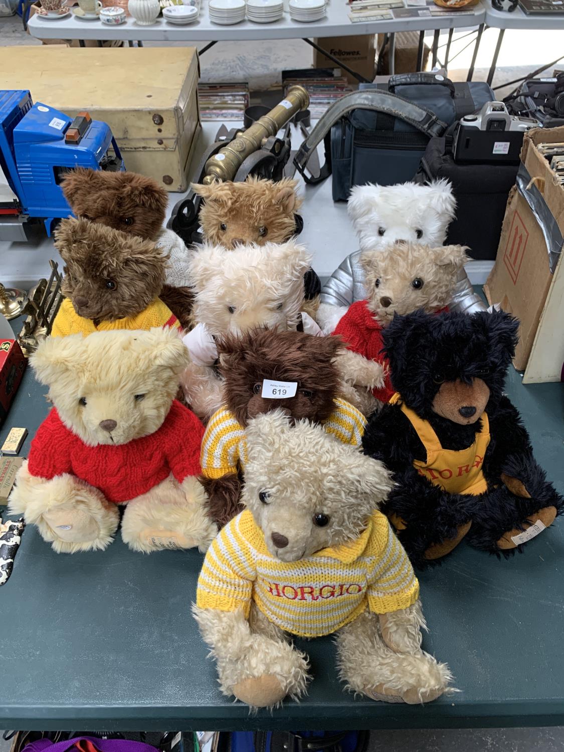 A COLLECTION OF TEN GIORGIO BEVERLEY HILLS COLLECTOR TEDDY BEARS TO INCLUDE 1995, 1996, 1997, 1998,