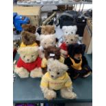 A COLLECTION OF TEN GIORGIO BEVERLEY HILLS COLLECTOR TEDDY BEARS TO INCLUDE 1995, 1996, 1997, 1998,