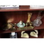 MIXED CERAMICS AND FURTHER ITEMS, BRASS ASHTRAYS, FIGURAL ASHTRAY, CUT GLASS ETC