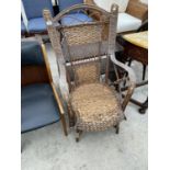 AN UNUSUAL WICKER ARMCHAIR