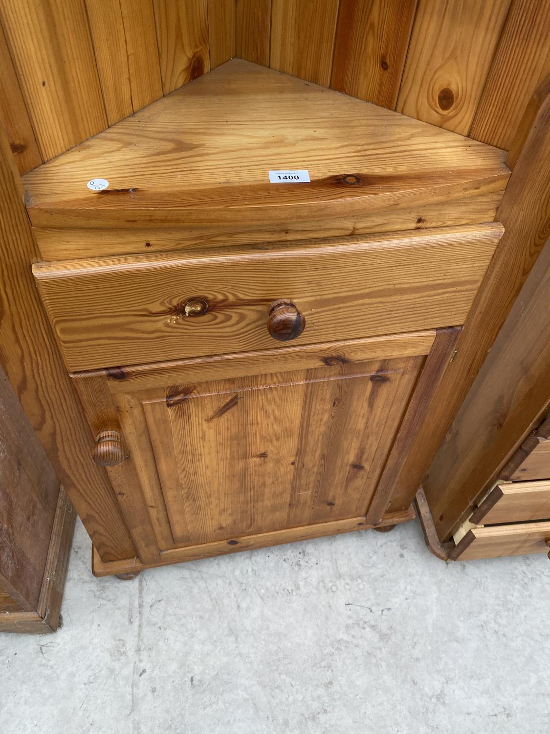 A PINE CORNER CABINET WITH LOWER DOOS - Image 2 of 2