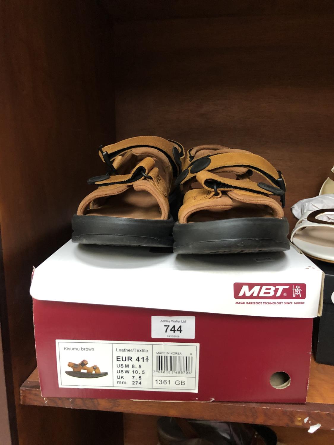 A BOXED PAIR OF M.B.T SANDALS, UK SIZE 7.5