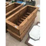 TWO LARGE WOODEN RECTANGULAR PLANTERS