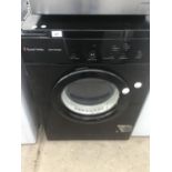 A BLACK RUSSELL HOBBS 7KG DRYER IN WORKING ORDER (DAMAGE TO TOP CORNER SEE PHOTO)