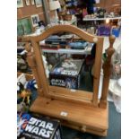 A PINE DRESSING TABLE MIRROR WITH TWO DRAWS