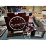 AN ART DECO BAKELITE SQUARE CLOCK AND FURTHER BAKELITE CLOCK