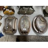 THREE SILVER PLATED LIDDED DISHES