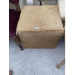 A MODERN HIDE CUBE FOOTSTOOL