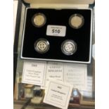 A 1999-2002 CASED SILVER PROOF £1 COIN SET