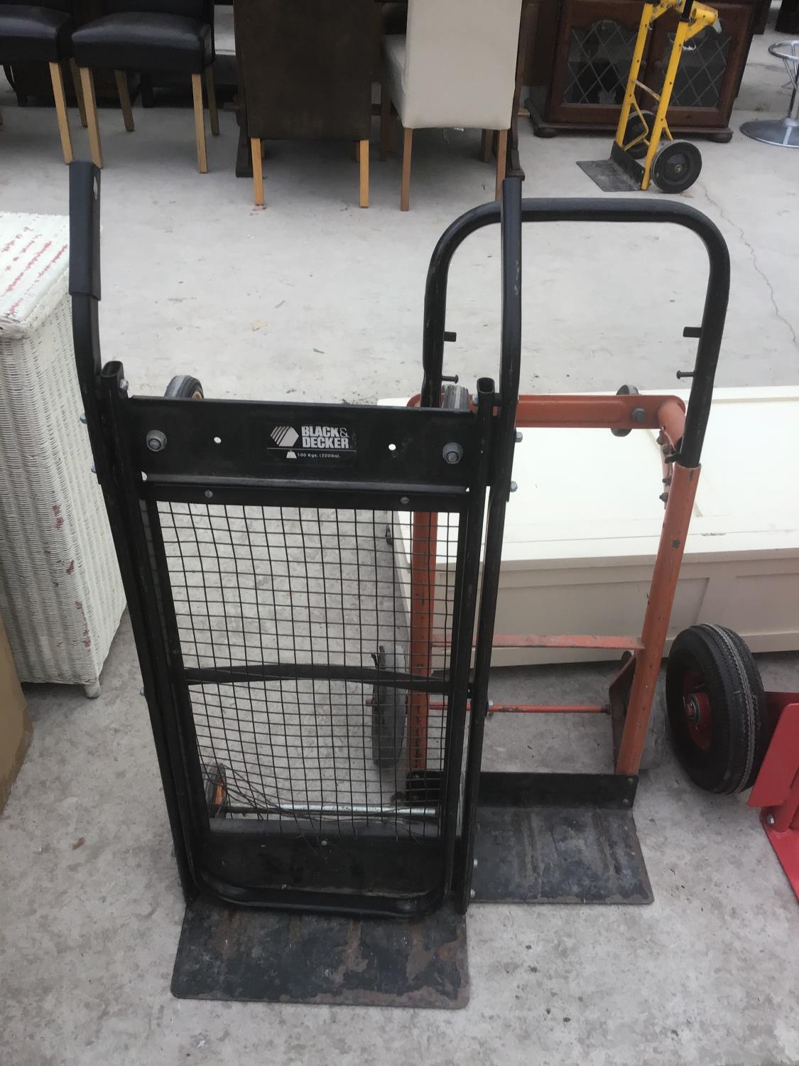 TWO SACK TRUCKS TO INCLUDE A BLACK AND DECKER EXAMPLE