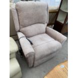 A RELAXOR ULTRA BEIGE UPHOLSTERED ELECTRIC RECLINING CHAIR