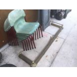 A VINTAGE BRASS FIRE FENDER AND SIX VINTAGE CHILDRENS CHAIRS