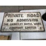 A VINTAGE METAL 'PRIVATE ROAD' SIGN