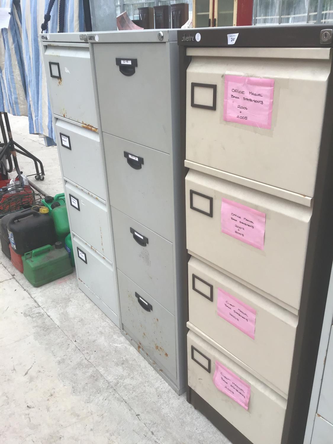 THREE FOUR DRAWER FILING CABINETS
