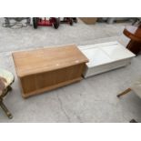 TWO BEDDING CHESTS - ONE PINE, ONE WHITE