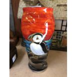 AN ANITA HARRIS PUFFIN HAND PAINTED VASE