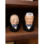 TWO WINSTON CHURCHILL CERAMIC TOBY JUGS