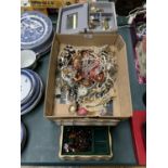 A COLLECTION OF ASSORTED COSTUME JEWELLERY TOGETHER WITH TWO JEWELLERY BOXES