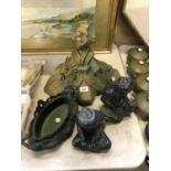 FOUR ITEMS TO INCLUDE DECORATIVE GEISHA GIRL FIGURE ETC