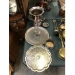 MIXED SILVER PLATED ITEMS - TWIN HANDLED CHAMPAGNE COOLER ETC