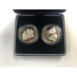 WESTMINSTER THE VE DAY AND VJ DAY SILVER PROOF COIN PAIR. EACH IS ENCAPSULATED AND PRESENTED IN