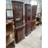 THREE MAHOGANY CORNER CABINETS