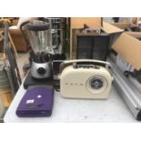 A MIXED LOT TO INCLUDE A FREEVIEW BOX, A BUSH RETRO PORTABLE RADIO, CLOCK RADIO ETC IN WORKING ORDER