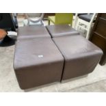 FOUR BROWN LEATHERETTE FOOTSTOOLS