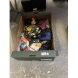 A BOX OF ASSORTED CAMERA AND FILM ACCESSORIES