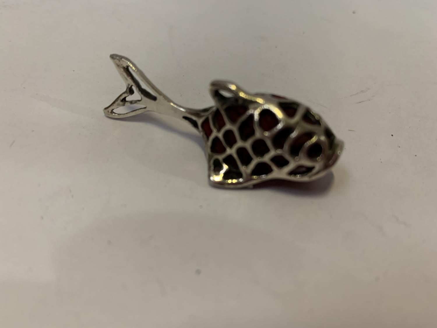 A MINIATURE SILVER FISH PIN CUSHION