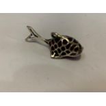 A MINIATURE SILVER FISH PIN CUSHION