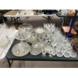 A LARGE COLLECTION OF CUT GLASS AND FURTHER GLASSWARES