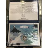 FAREWELL TO CONCORDE 1969 ? 2003 , THE SIGNED SILVER COMMEMORATIVE COIN COVER . COA INCLUDED .NUMBER