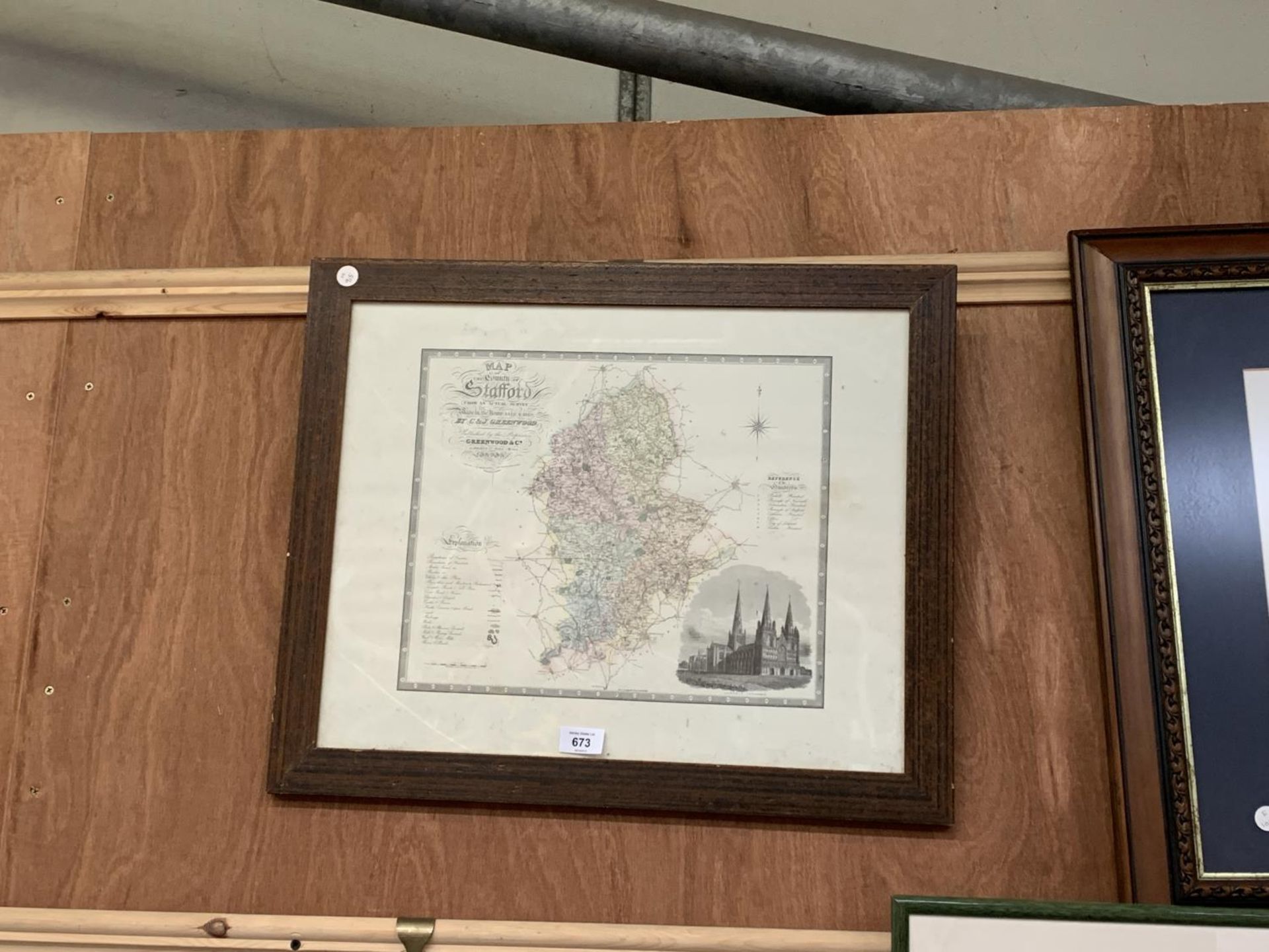 A WOODEN FRAMED MAP OF STAFFORD