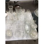 A LARGE COLLECTION OF CUT GLASS AND FURTHER GLASSWARES