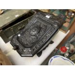 AN ARTS AND CRAFTS CAST IRON COAL SCUTTLE