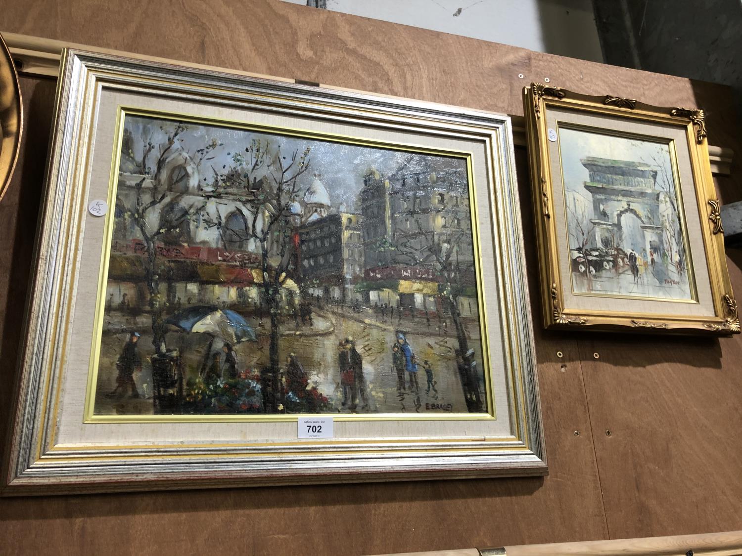 TWO FRAMED OIL PAINTINGS, ONE FRENCH SCENE SIGNED E.BRADLEY - Image 2 of 4