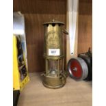 A VINTAGE BRASS ECCLES MINERS LAMP