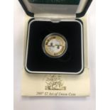 UK ROYAL MINT "2007 £2 SILVER PROOF, ACT OF UNION". ENCAPSULATED AND BOXED WITH C.O.A