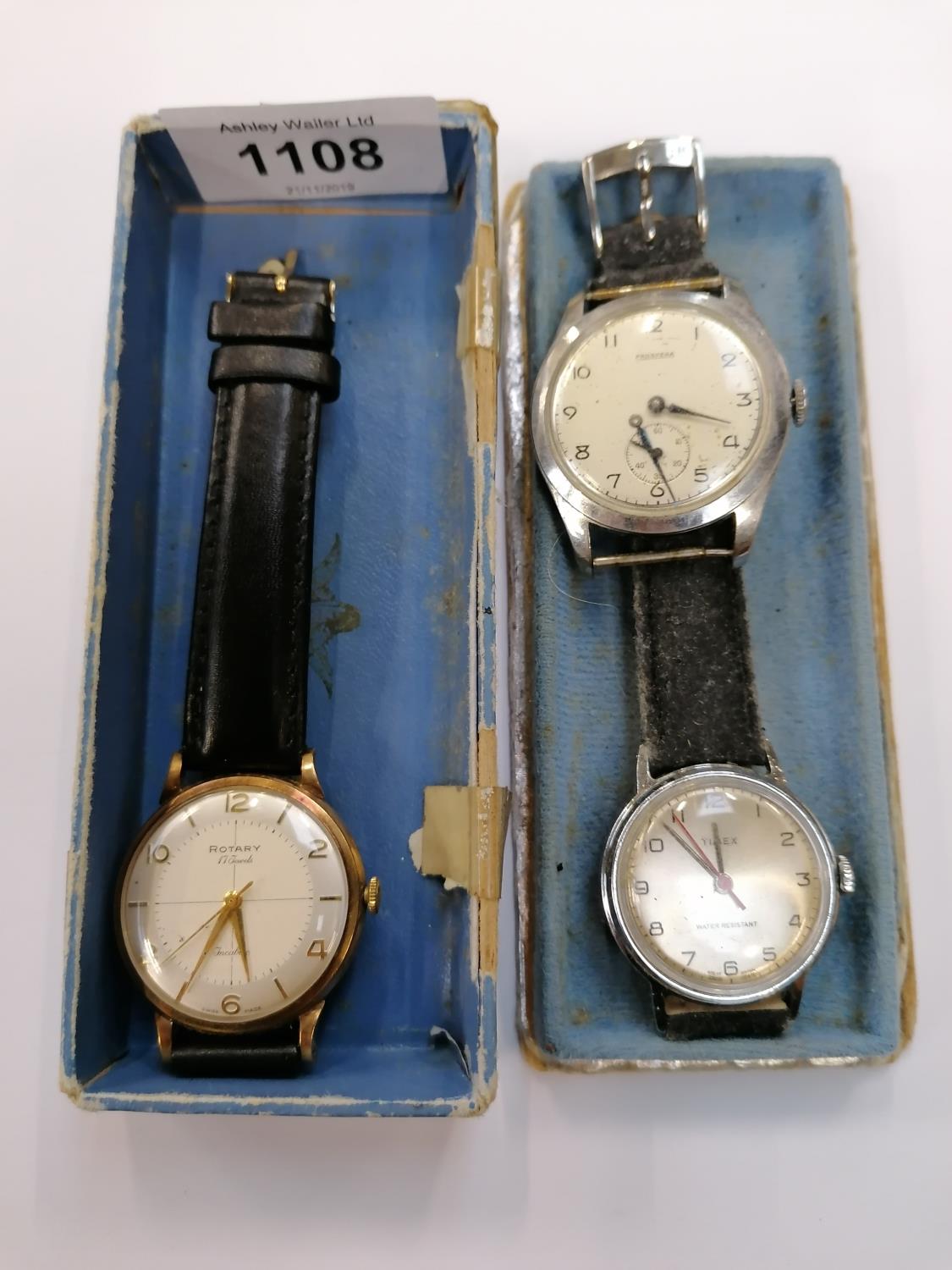 THREE VINTAGE GENTS WATCHES, ROTARY, TIMEX AND PROSPERA