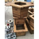 THREE VARIOUS WOODEN PLANTERS