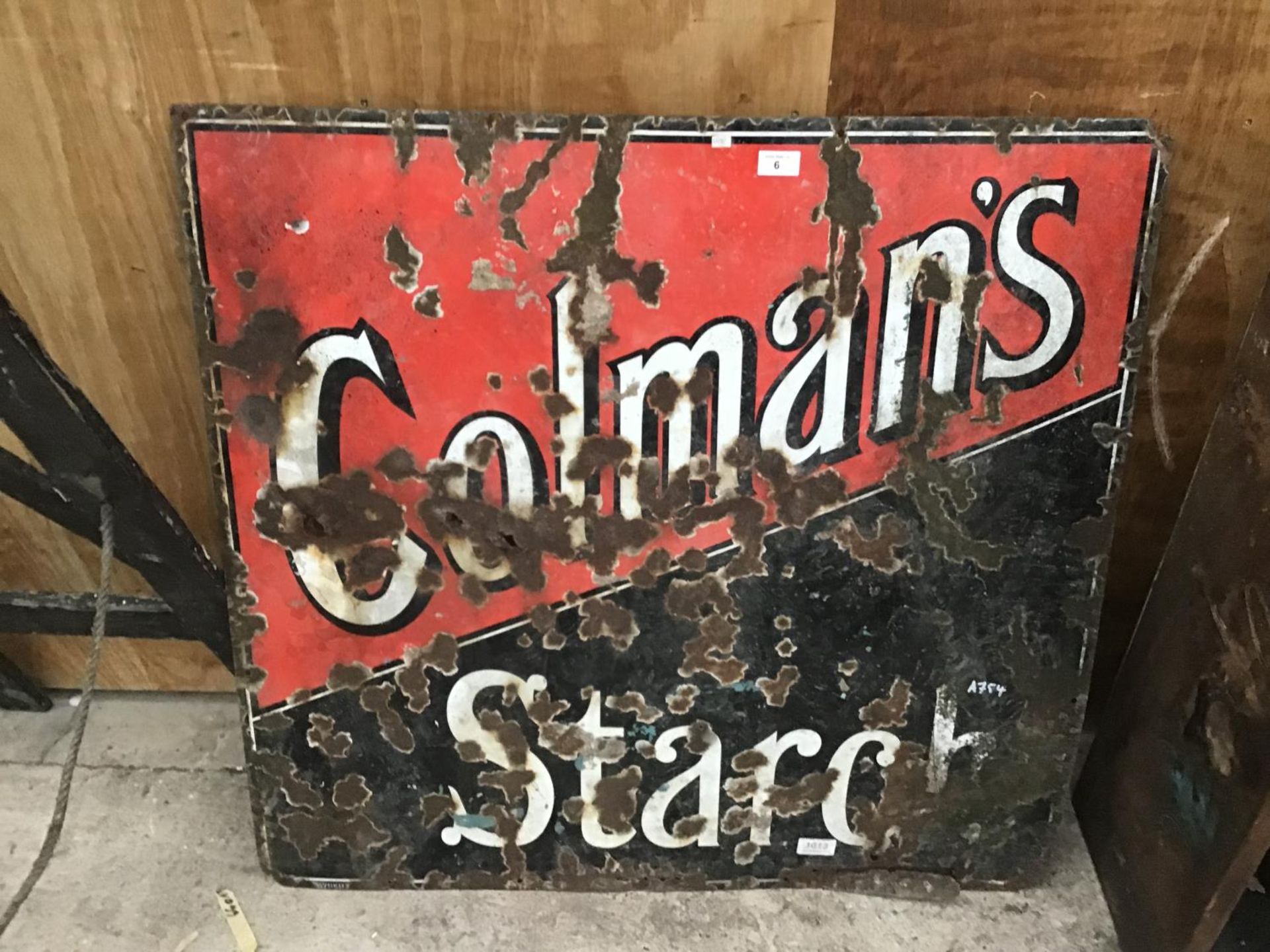 A VINTAGE ENAMEL 'COLMANS STARCH' SIGN