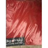 A BIG HUG 'LONDON' BEAN BAG IN RED , 140CM X 18OCM, HEAVY DUTY POLYESTER, STAIN AND WATER