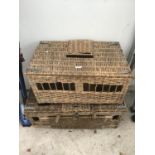 TWO VINTAGE WICKER PIGEON BASKETS